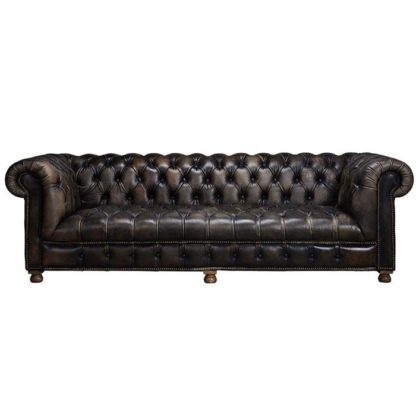 An Image of Timothy Oulton Westminster Button 2.5 Seater Chesterfield Sofa, Vagabond Black