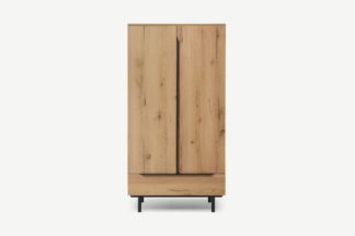 An Image of Damien Wardrobe, Distressed Oak Effect & Black