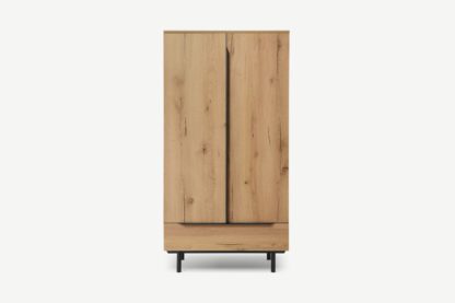 An Image of Damien Wardrobe, Distressed Oak Effect & Black