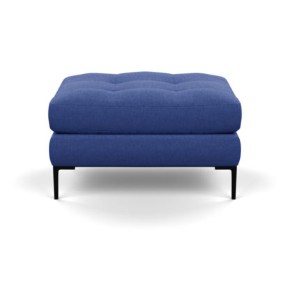 An Image of Heal's Eton Footstool Brushed Cotton Cadet Black Feet