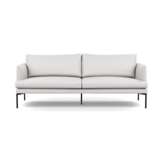 An Image of Heal's Matera 3 Seater Sofa Leather Grain White 000 Black Feet