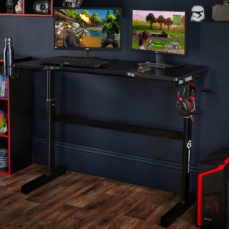 An Image of Ergonomic Sit-Standing Adjustable Gaming Desk Black