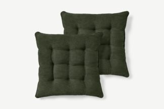 An Image of Selky Set of 2 Corduroy Seat Pads, 40 x 40cm, Sage Green