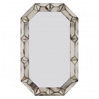 An Image of Raze Rectangular 3D Wall Mirror In Antique Silver Frame