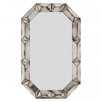 An Image of Raze Rectangular 3D Wall Mirror In Antique Silver Frame
