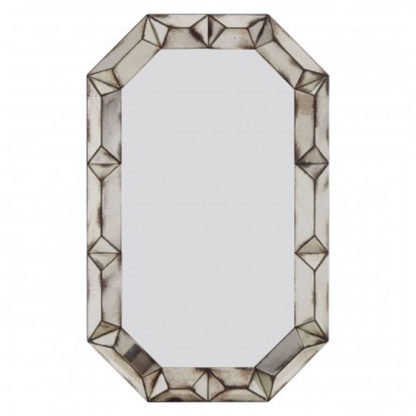 e05abdbc7826e54f9894f99a06d399b511b4719d329e03790e0d338048e095c4.jpg An Image of Raze Rectangular 3D Wall Mirror In Antique Silver Frame