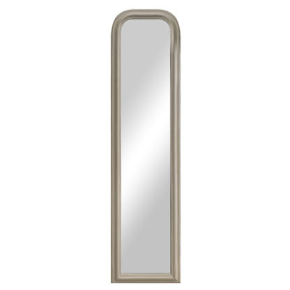e075164e27bce7e526dac90525258e2c9c8355c6ba0b9a81f6b4081f90a1fcce.jpg An Image of Moncton Arched Leaner Bedroom Mirror In White