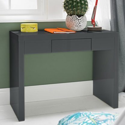 An Image of Puro Dressing Table In Charcoal High Gloss With 1 Drawer