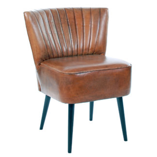 An Image of Etta Low Back Vintage Leather Dining Chair, Brown