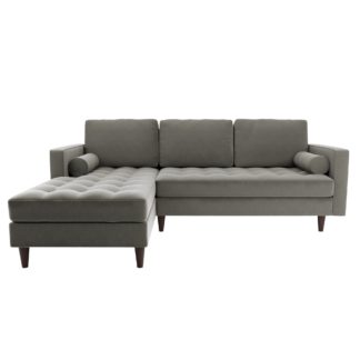 An Image of Zoe Faux Leather Left Hand Corner Sofa Grey