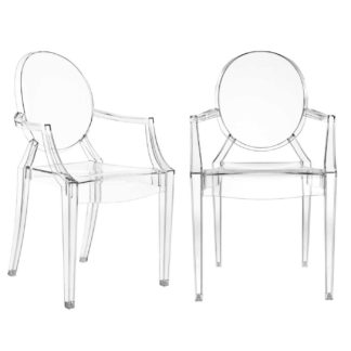 An Image of Pair of Kartell Louis Ghost Stackable Armchair, Crystal