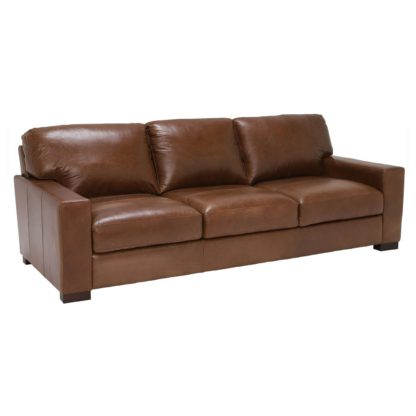 An Image of Lorenza Leather 3 Seater Sofa, Fibre Seats