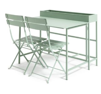 An Image of Habitat Trough 2 Seater Bistro Set - Green