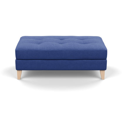 An Image of Heal's Mistral Footstool Brushed Cotton Cobalt Black Feet