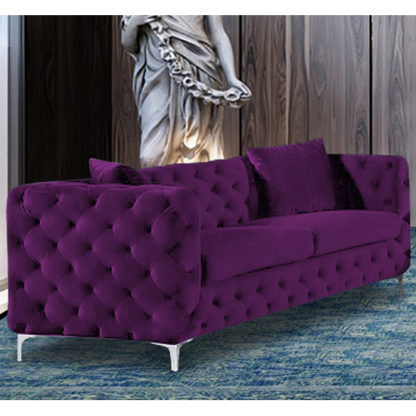 e33677bf0a85fbfdefcfa32cdef6cea277e684bb44ea32b5988a06a13c07d48a.jpg An Image of Mills Malta Plush Velour Fabric 3 Seater Sofa In Cosmic