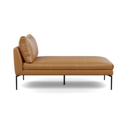 An Image of Heal's Matera Chaise Longue Leather Daino Elephant Grey Black Feet