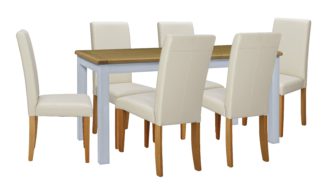 An Image of Habitat Kent Wood Veneer Dining Table & 6 Cream Chairs