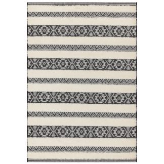 An Image of Tate Stripe Rug, Black and Cream