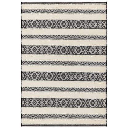 An Image of Tate Stripe Rug, Black and Cream