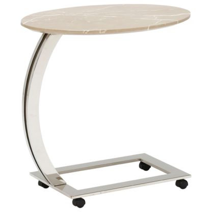 An Image of Zion Oval Marble Accent Table, Amani Light