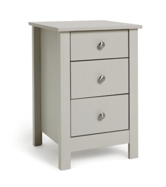 An Image of Habitat Osaka 3 Drawer Bedside Table - Soft Grey