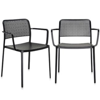 An Image of Pair of Kartell Audrey Dining Chairs with Arms, Black