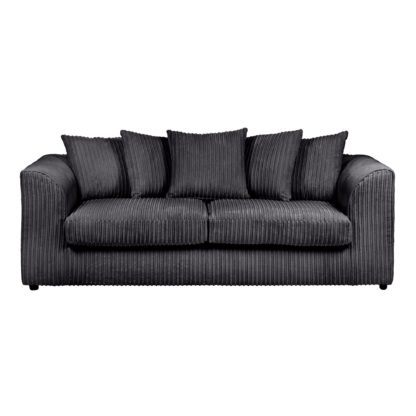 An Image of Blake Jumbo Cord 3 Seater Sofa Black