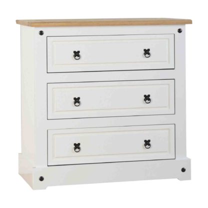 An Image of Corona White 3 Drawer Chest White