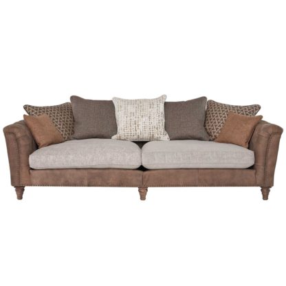 An Image of Darwin Grand Split Frame Pillow Back Sofa, Leather and Fabric Mix