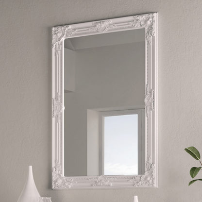 eaf5b4862f639f40ae195f735308f0ff71146325aef6e2693bdec6af443473d0.jpg An Image of Moncton Rectangular Bedroom Mirror In White Frame