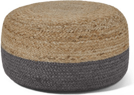 An Image of Elian Tonal Jute Pouffe, Grey Blue Jute