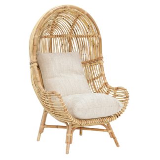 An Image of Rafael Chair and Cushion With Natural Rattan with Jasper Fabric