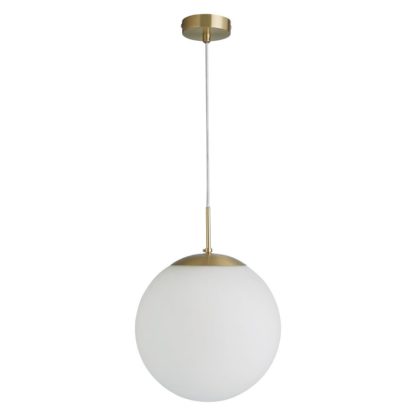 An Image of Habitat Boyd Glass & Metal Pendant Light - Brass