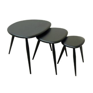 An Image of Ercol Originals Retro Nest of 3 Tables, Black