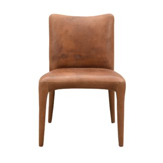 An Image of Timothy Oulton Fibi Leather Dining Chair, Buff Burnished Nutmeg