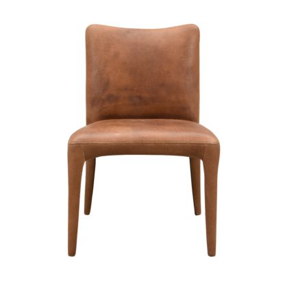 An Image of Timothy Oulton Fibi Leather Dining Chair, Buff Burnished Nutmeg