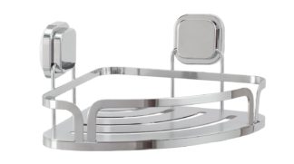 An Image of Argos Home Flat Plate Suction Corner Shelf - Chrome