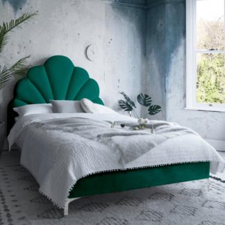 An Image of Hartington Plush Velvet Double Bed In Green