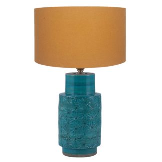 An Image of Stoneware Etched Table Lamp, Aquamarine