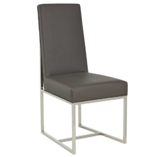 An Image of Impero Bess Leather Dining Chair, Smoke Grey