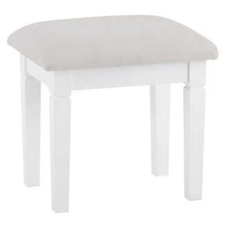 An Image of Skokie Wooden Dressing Stool In Classic White