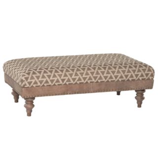 An Image of Darwin Footstool, Leather And Fabric Mix