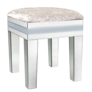 An Image of Quartz Dressing Table Stool, Grey Glass and Mirror