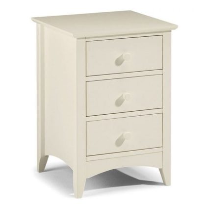 An Image of Amani Bedside Cabinet In Stone White With 3 Drawers