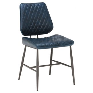 An Image of Hawley Quilted Dining Chair, Dark Blue