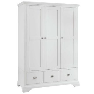 An Image of Carrington Triple Wardrobe, White