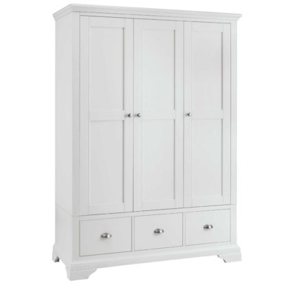 An Image of Carrington Triple Wardrobe, White