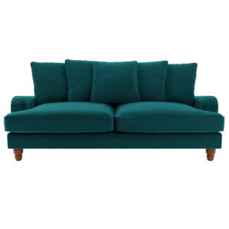 An Image of Beatrice Scatter Back Velvet 3 Seater Sofa Bed Peacock