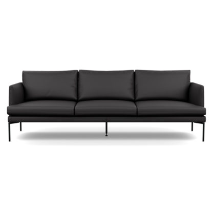 An Image of Heal's Matera 4 Seater Sofa Leather Grain Chocolate 066 Black Feet