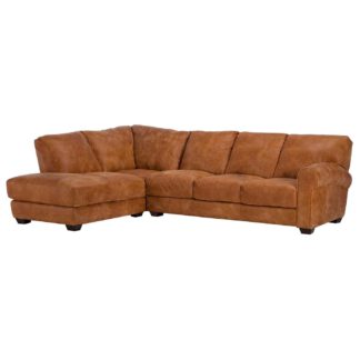 An Image of New Houston Large Left Hand Facing Leather Chaise Sofa, Hewlett Ranch